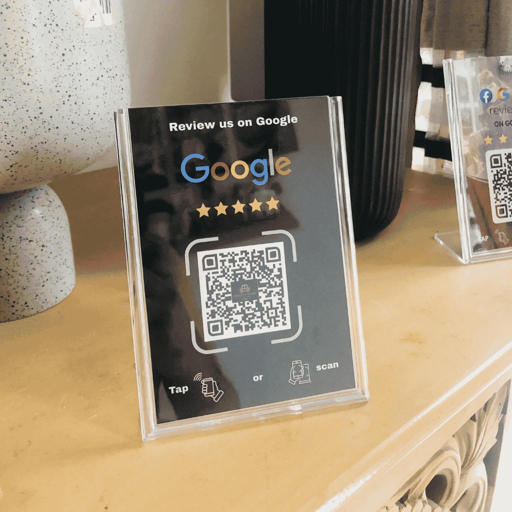 Google Review Stand — Obsidian